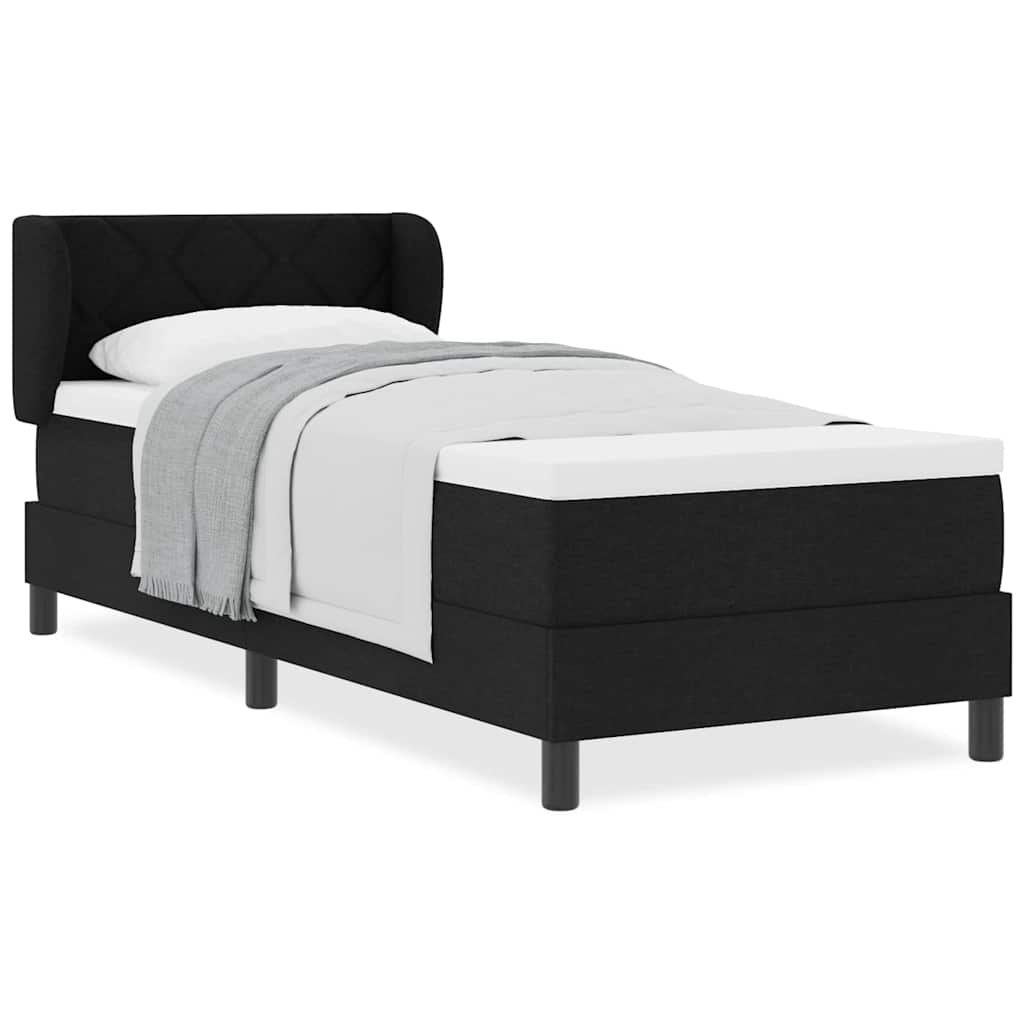 Pat boxspring cu saltea cu saltea Negru 80 x 200 cm țesătură GartenMobel Dekor
