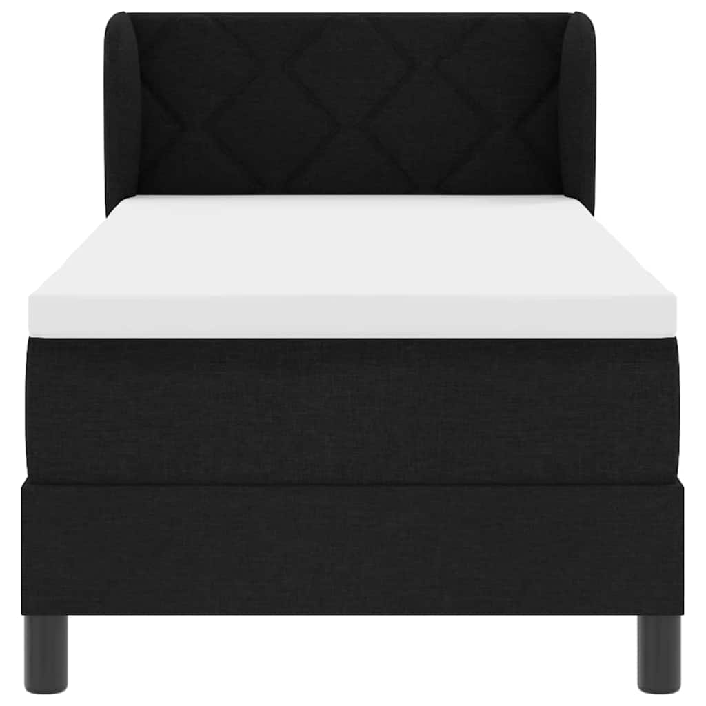 Pat boxspring cu saltea cu saltea Negru 80 x 200 cm țesătură GartenMobel Dekor
