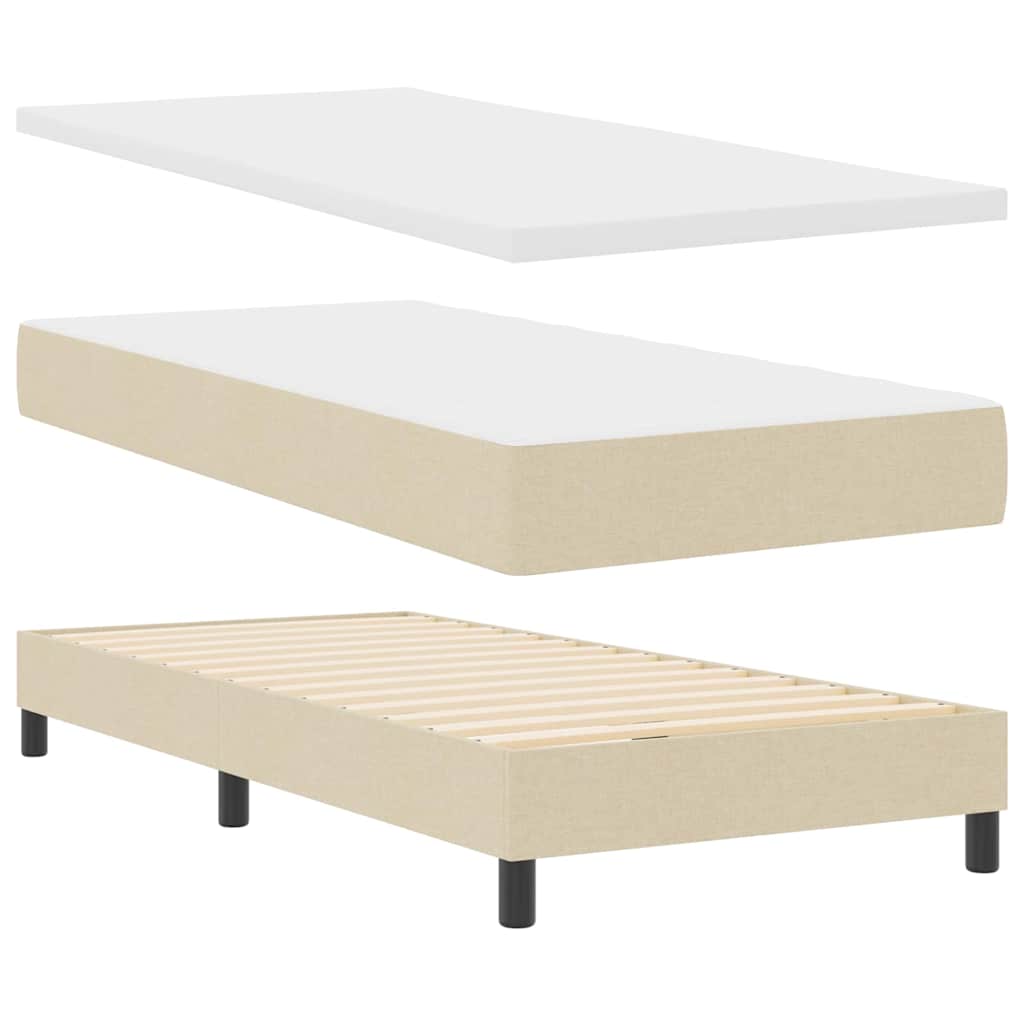 Pat boxspring cu saltea cu saltea cu headboard Crem 80 x 200 cm GartenMobel Dekor