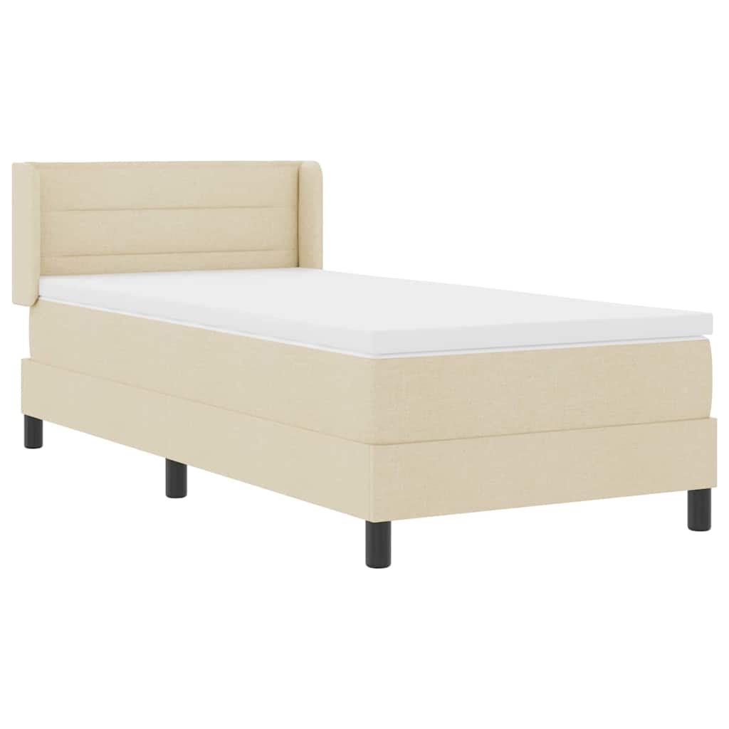 Pat boxspring cu saltea cu saltea cu headboard Crem 80 x 200 cm GartenMobel Dekor