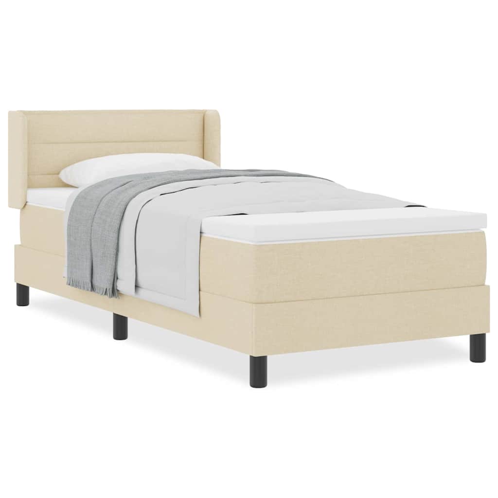 Pat boxspring cu saltea cu saltea cu headboard Crem 80 x 200 cm GartenMobel Dekor