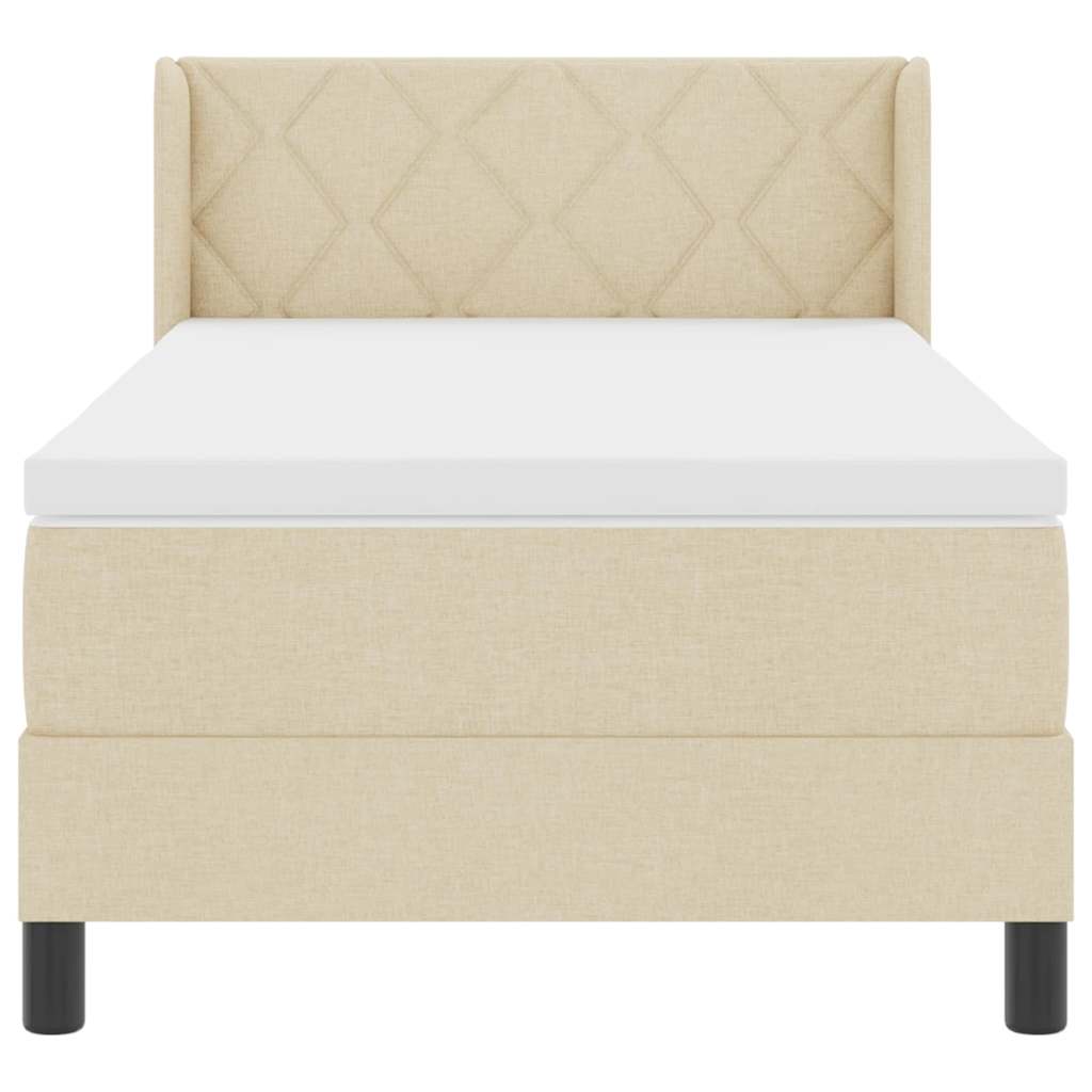 Pat boxspring cu saltea cu saltea cu headboard Crem 90 x 190 cm GartenMobel Dekor