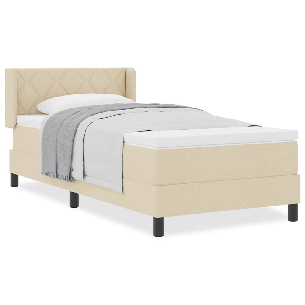 Pat boxspring cu saltea cu saltea cu headboard Crem 90 x 190 cm GartenMobel Dekor