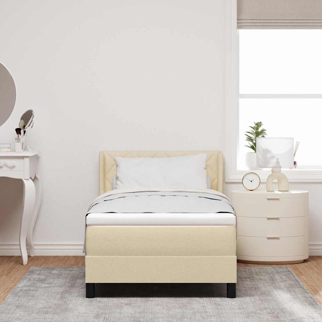Pat boxspring cu saltea cu saltea cu headboard Crem 90 x 190 cm GartenMobel Dekor