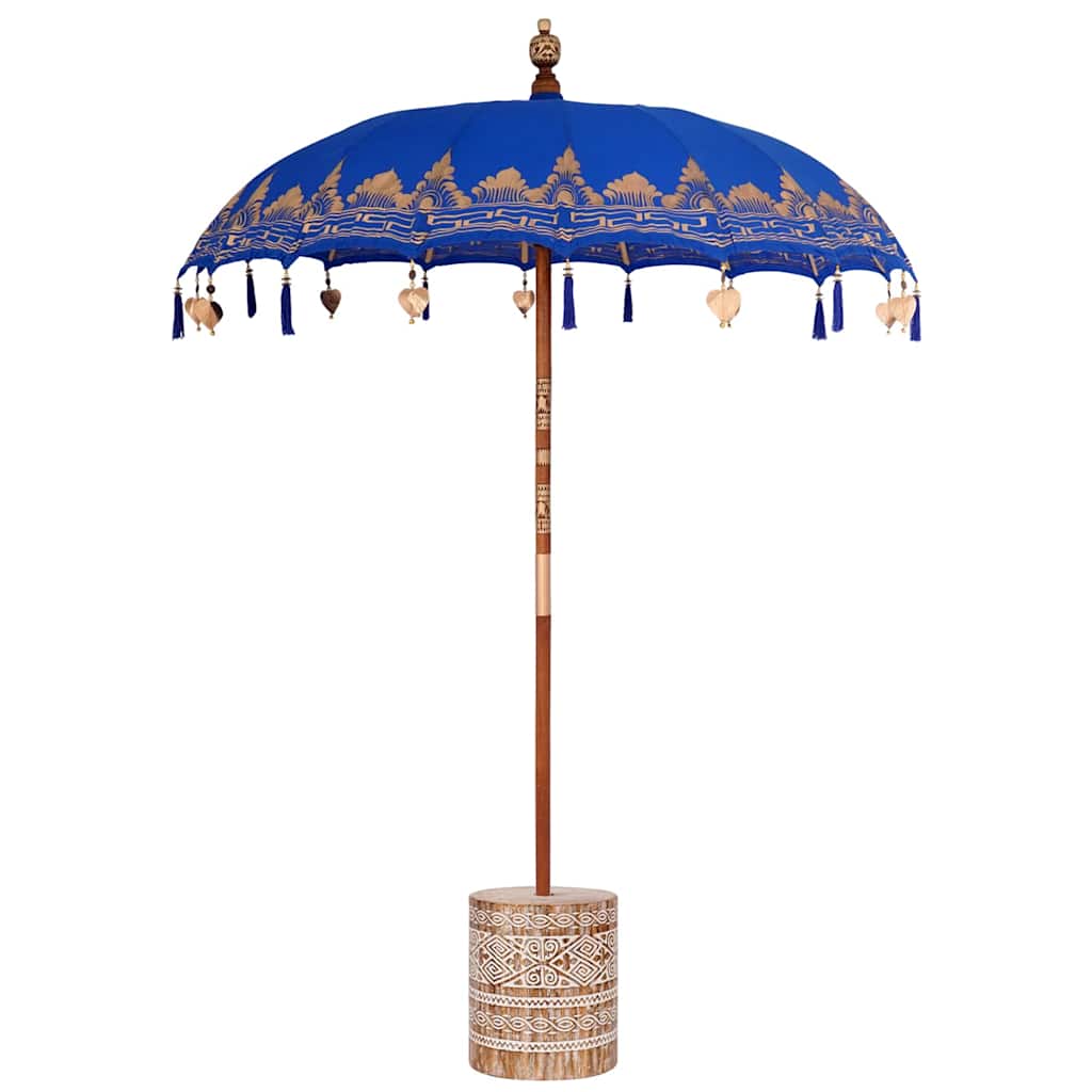Parasol Balinez albastru 180-190 cm Bumbac, lemn masiv GartenMobel Dekor