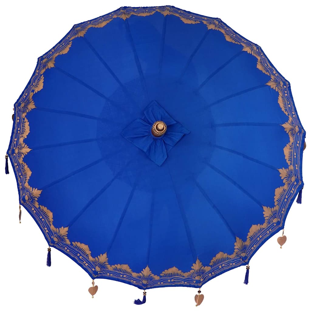 Parasol Balinez albastru 180-190 cm Bumbac, lemn masiv GartenMobel Dekor