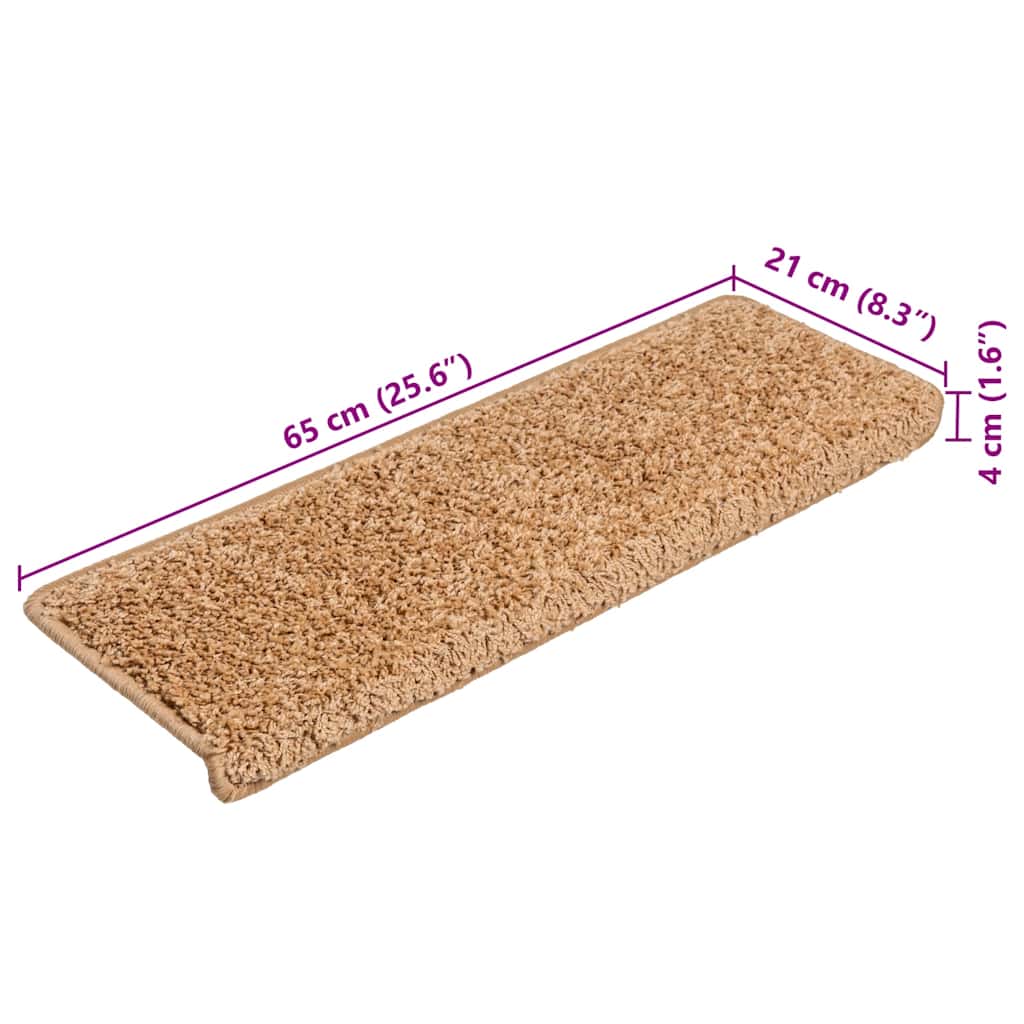 Covorașe pentru scări, 20 buc., 65x21x4 cm, bej, cu margini dreptunghiulare GartenMobel Dekor