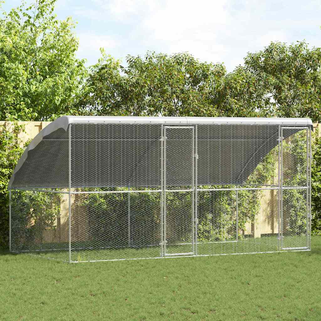 Cușcă pentru pui Argintiu 400 x 200 x 198.5 cm Oțel galvanizat GartenMobel Dekor