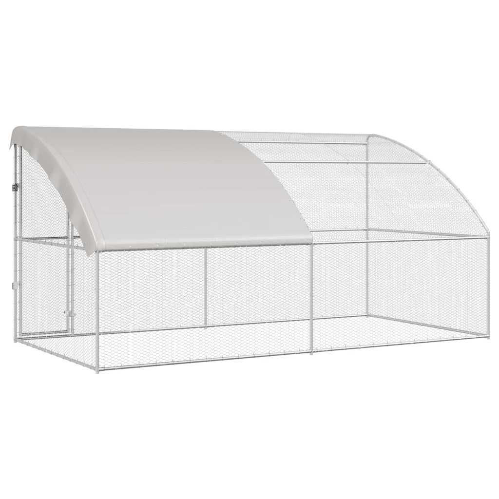 Cușcă pentru pui Argintiu 400 x 200 x 198.5 cm Oțel galvanizat GartenMobel Dekor