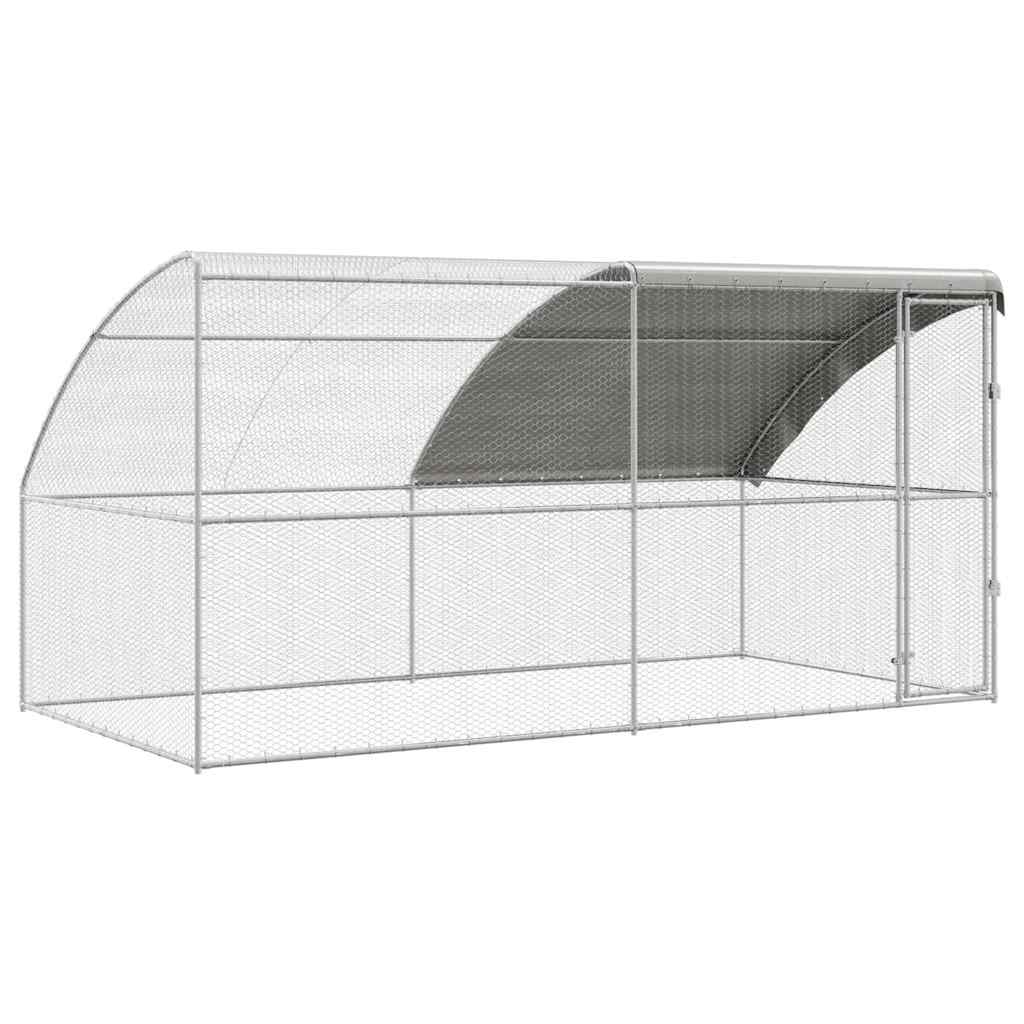 Cușcă pentru pui Argintiu 400 x 200 x 198.5 cm Oțel galvanizat GartenMobel Dekor