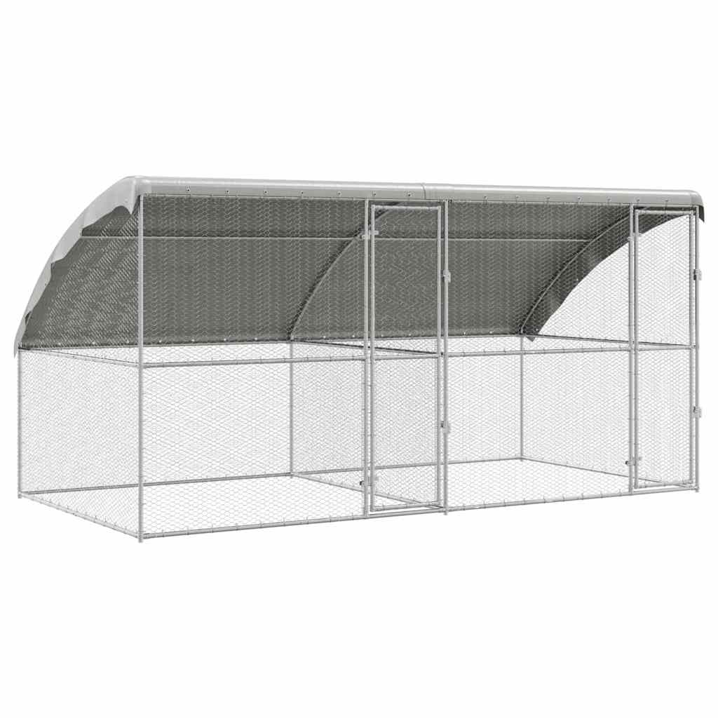 Cușcă pentru pui Argintiu 400 x 200 x 198.5 cm Oțel galvanizat GartenMobel Dekor