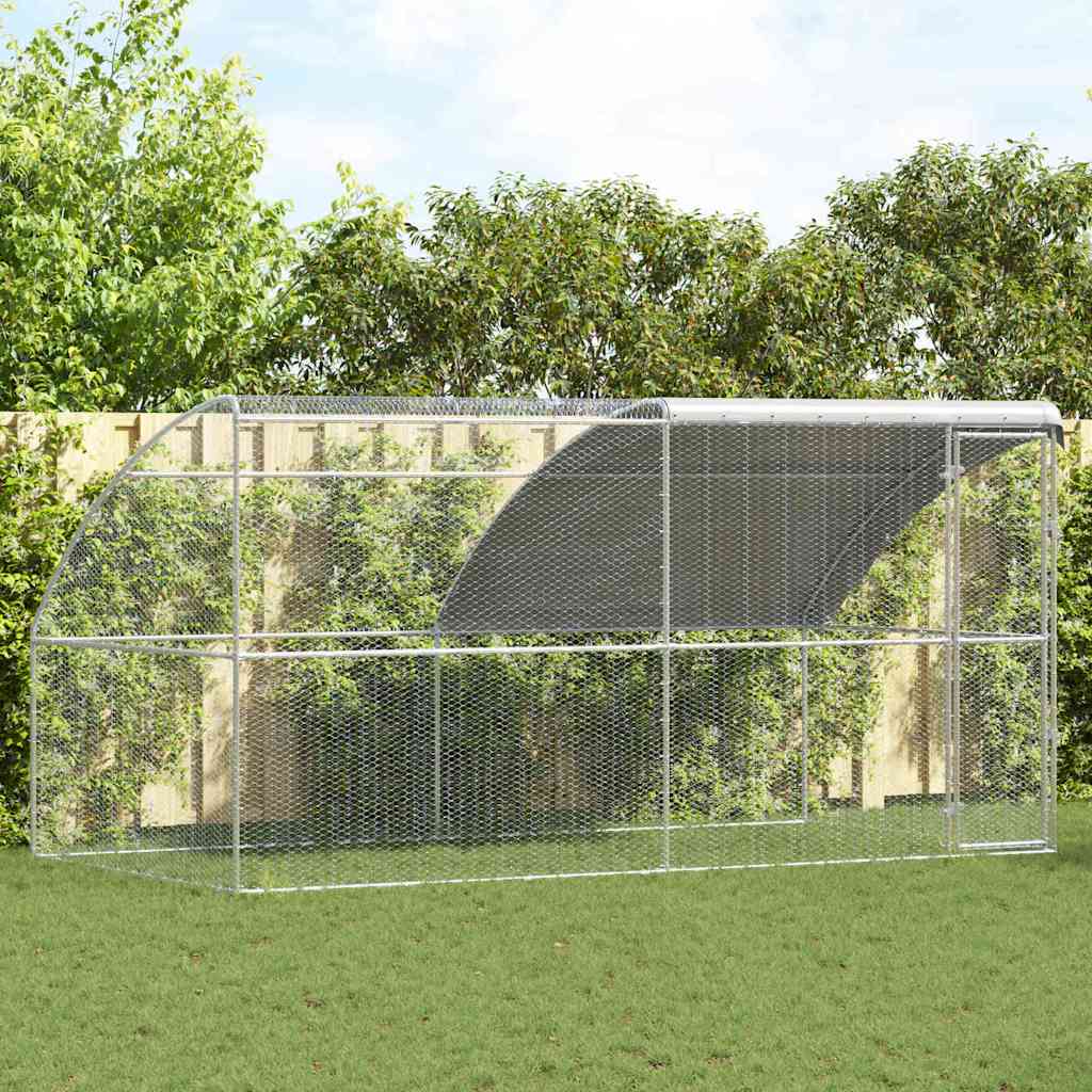 Cușcă pentru pui Argintiu 400 x 200 x 198.5 cm Oțel galvanizat GartenMobel Dekor