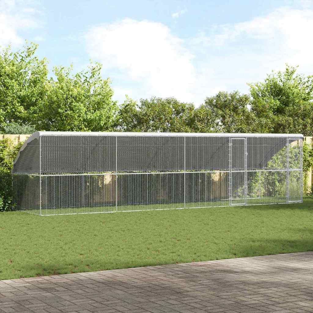 Cușcă pentru pui Argintiu 800 x 200 x 198.5 cm Oțel galvanizat GartenMobel Dekor