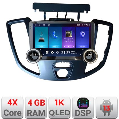 Navigatie Ford Transit 2015-2020 Edotec  4+64 10.5 inch Incell 1K android Wifi 5Ghz gps internet  kit-turneo-custom CarStore Technology