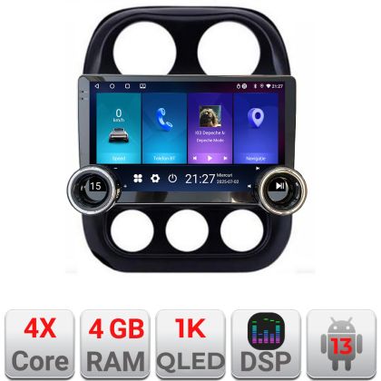 Navigatie Jeep Compass 2010-2016 Manual Kit-2500 Edotec  4+64 10.5 inch Incell 1K android Wifi 5Ghz gps internet 32 CarStore Technology