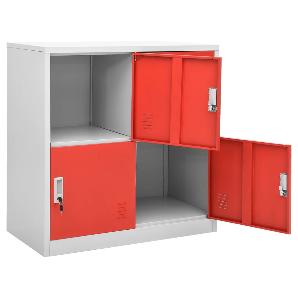 Dulapuri vestiar 2 buc. gri deschis și roșu 90x45x92,5 cm oțel GartenMobel Dekor