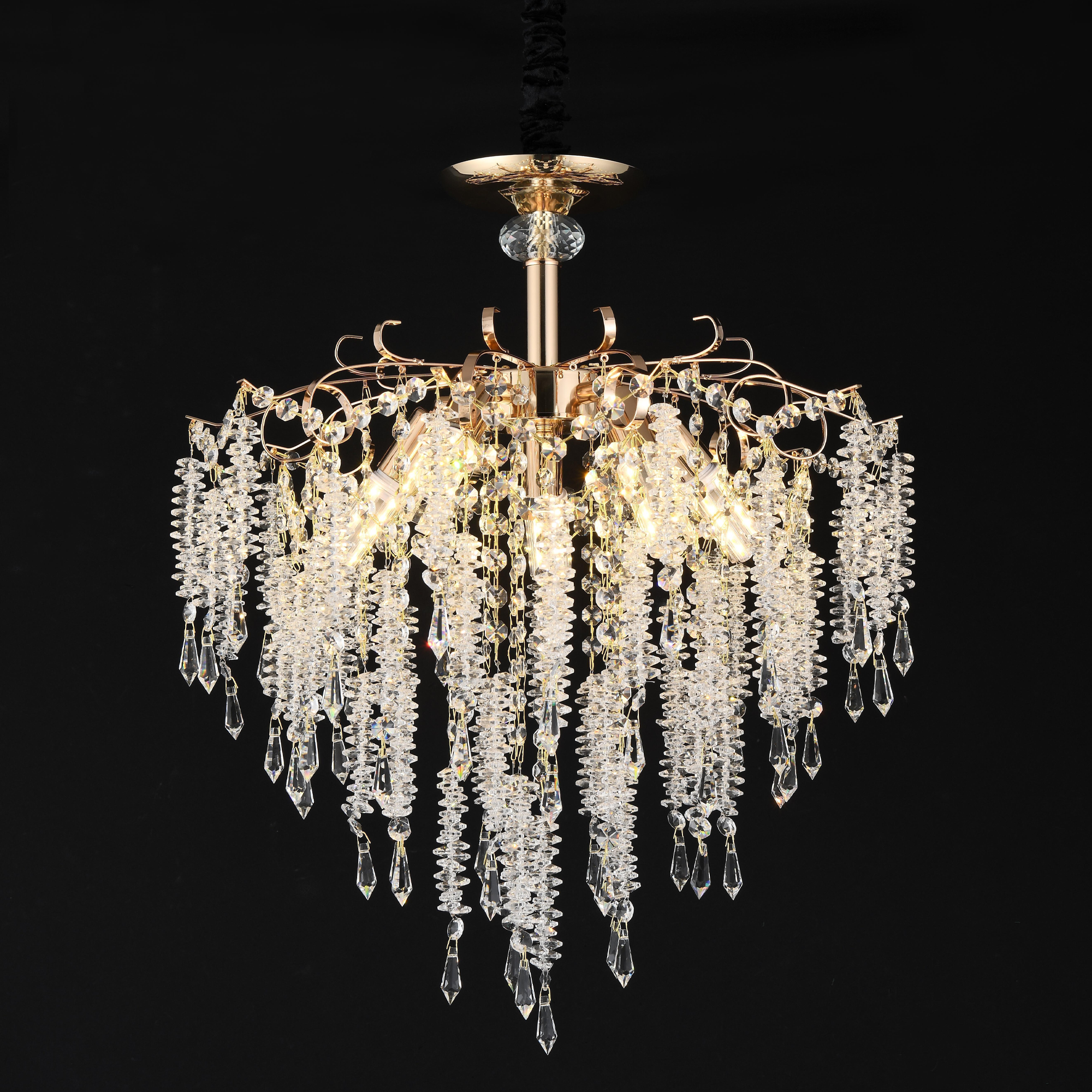 Candelabru Cristal CC9323/5FGD, 5x E14, Diametru 49cm, Auriu ModernLight Concept