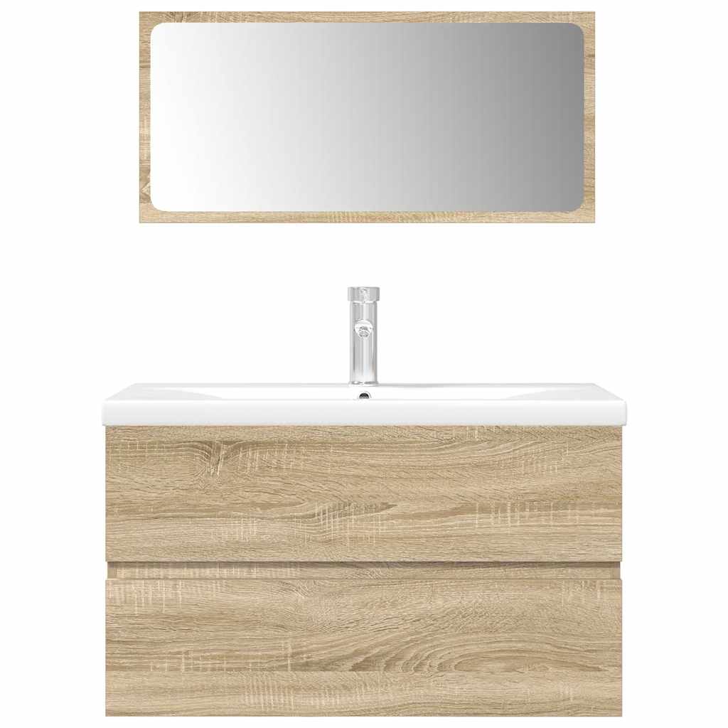 Set mobilier de baie, 3 piese, stejar sonoma, lemn prelucrat GartenMobel Dekor