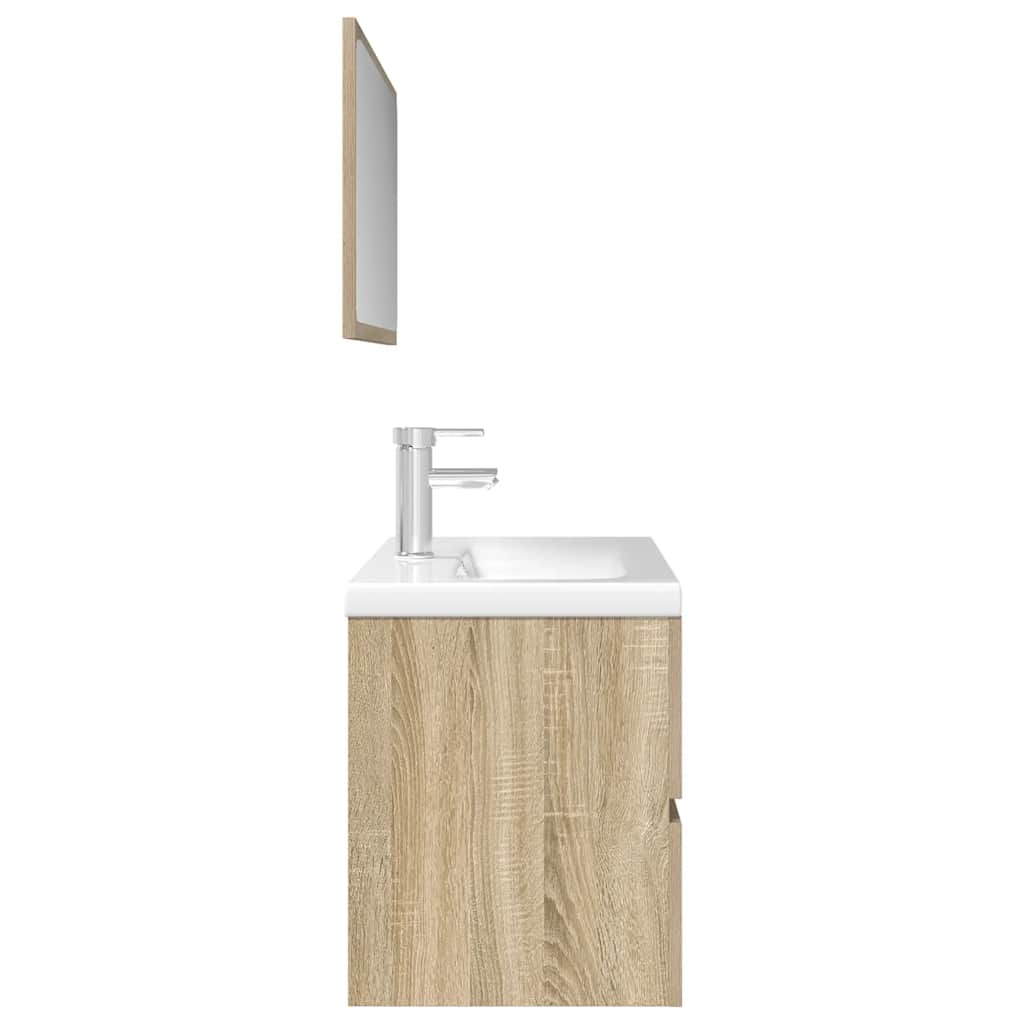Set mobilier de baie, 3 piese, stejar sonoma, lemn prelucrat GartenMobel Dekor