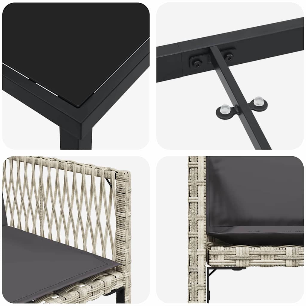 Set de masă pentru grădină 5 pcs Gri deschis poliratan GartenMobel Dekor