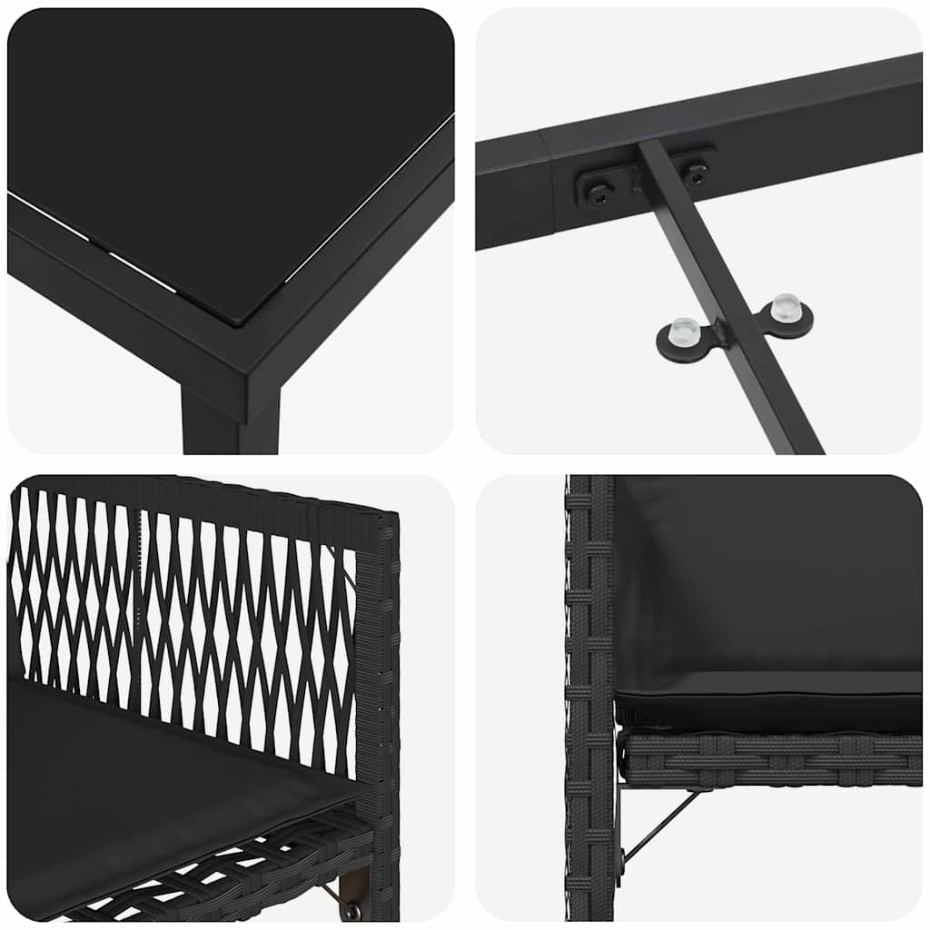 Set de masă pentru grădină 5 pcs Negru poliratan GartenMobel Dekor