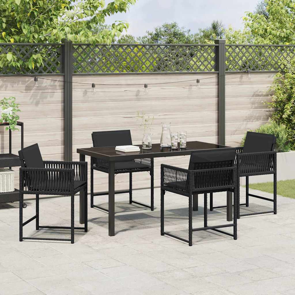 Set de masă pentru grădină 5 pcs Negru poliratan GartenMobel Dekor