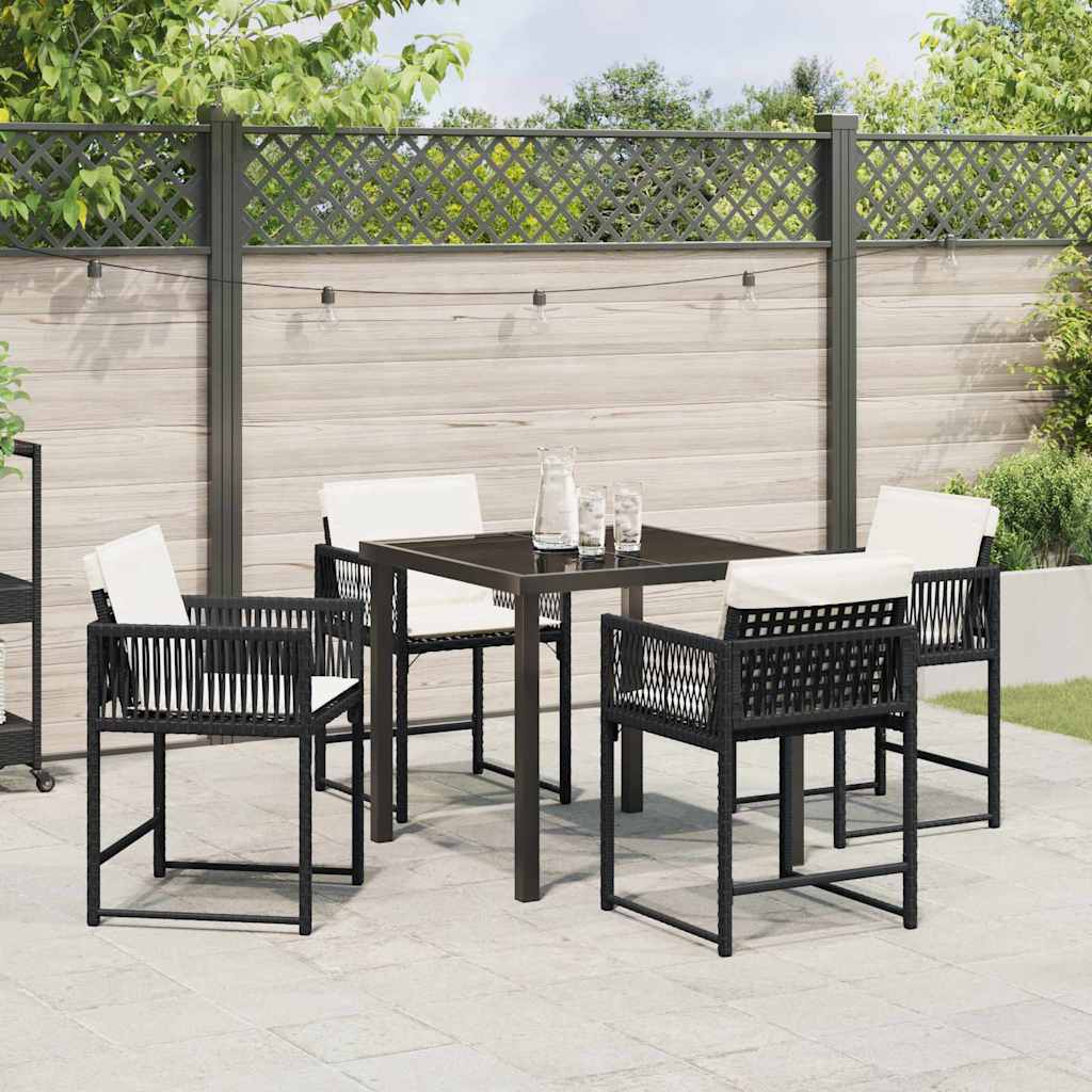 Set de masă pentru grădină 5 pcs Negru poliratan GartenMobel Dekor
