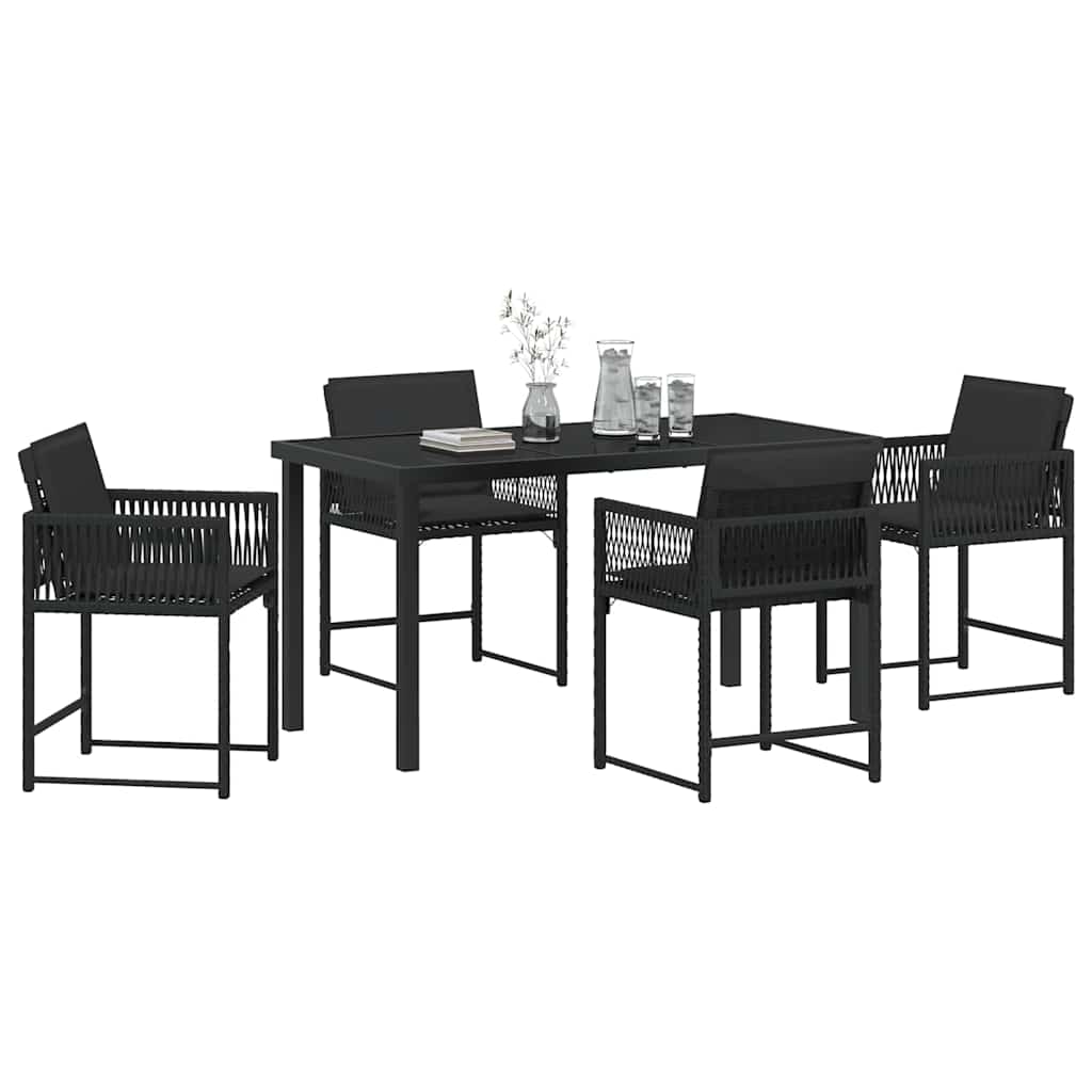 Set de masă pentru grădină 5 pcs Negru poliratan GartenMobel Dekor