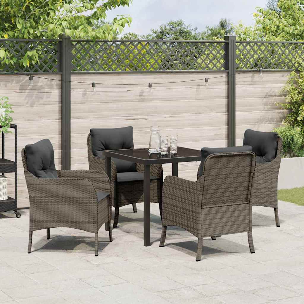 Set de masă pentru grădină cu pernă 5 pcs Gri Rattan poli GartenMobel Dekor