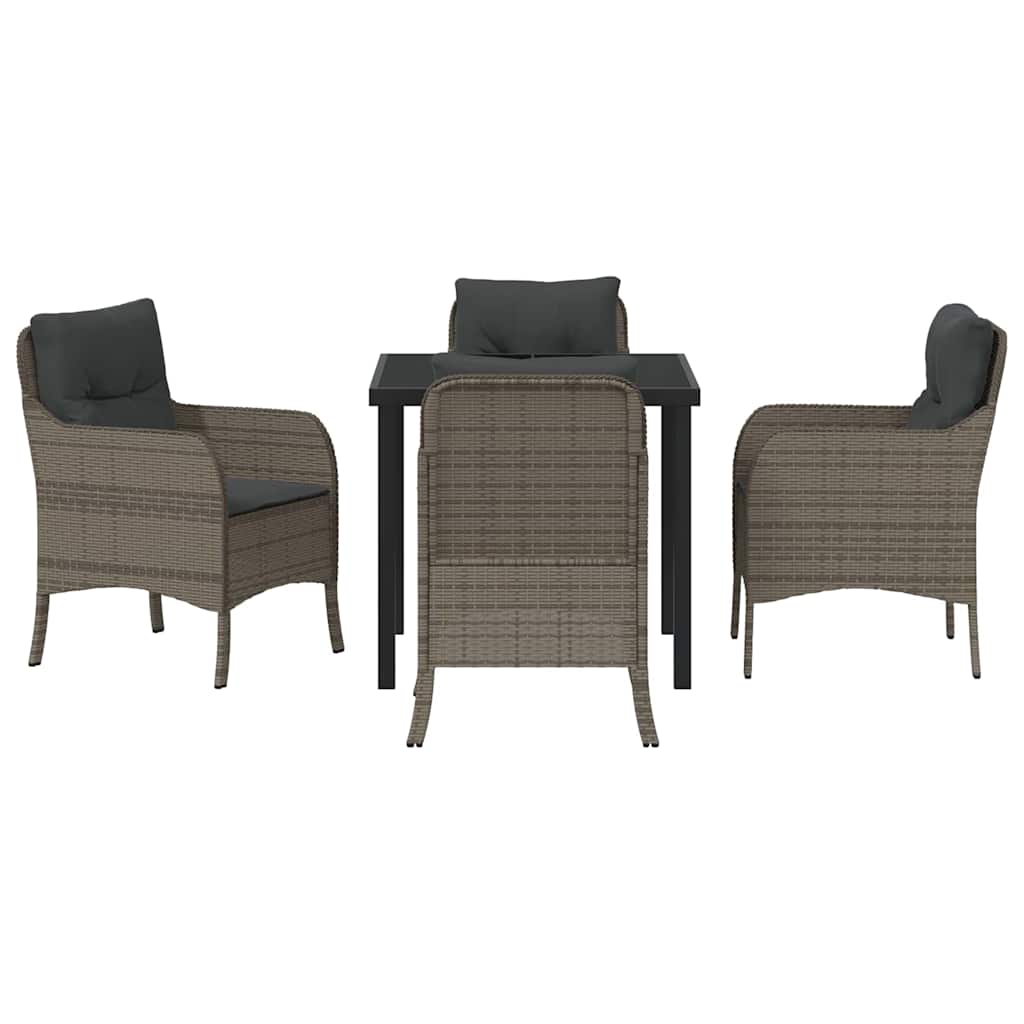 Set de masă pentru grădină cu pernă 5 pcs Gri Rattan poli GartenMobel Dekor