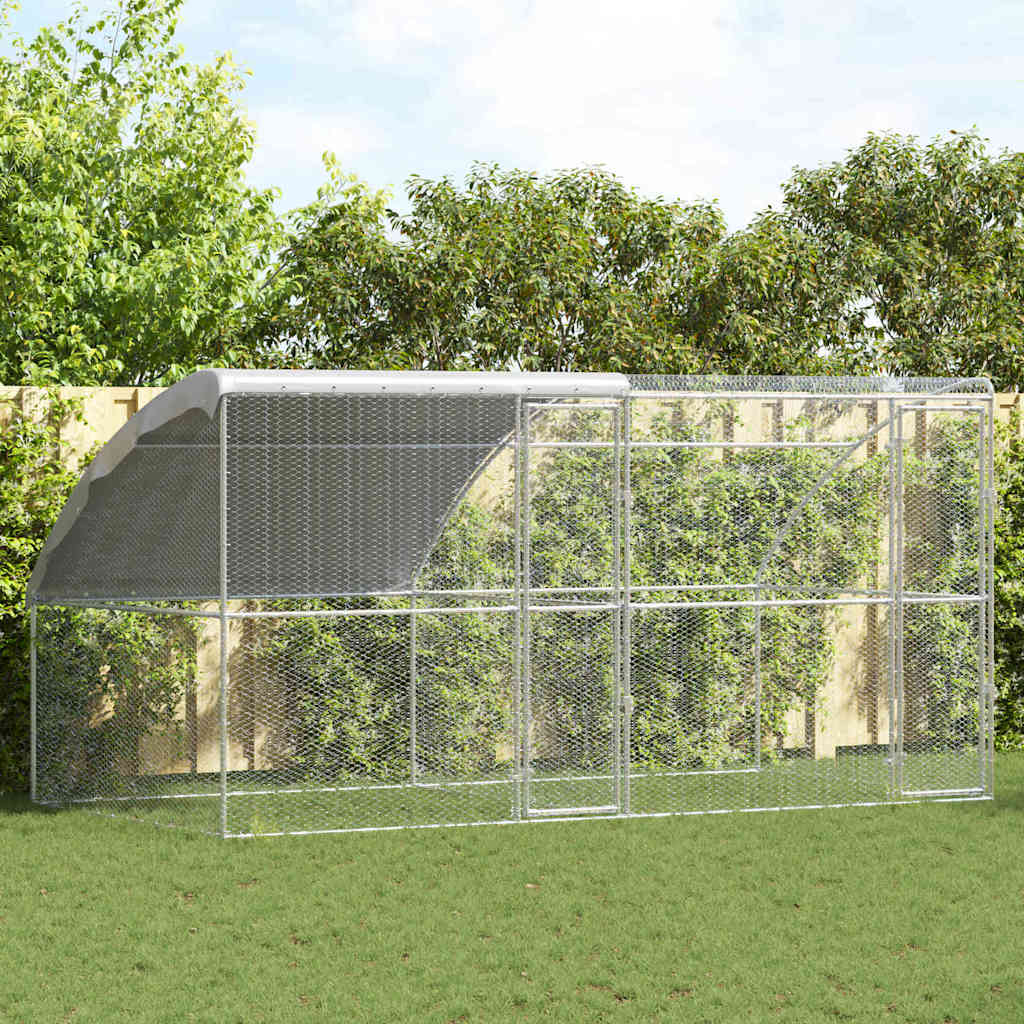 Cușcă pentru pui Argintiu 400 x 200 x 198.5 cm Oțel galvanizat GartenMobel Dekor