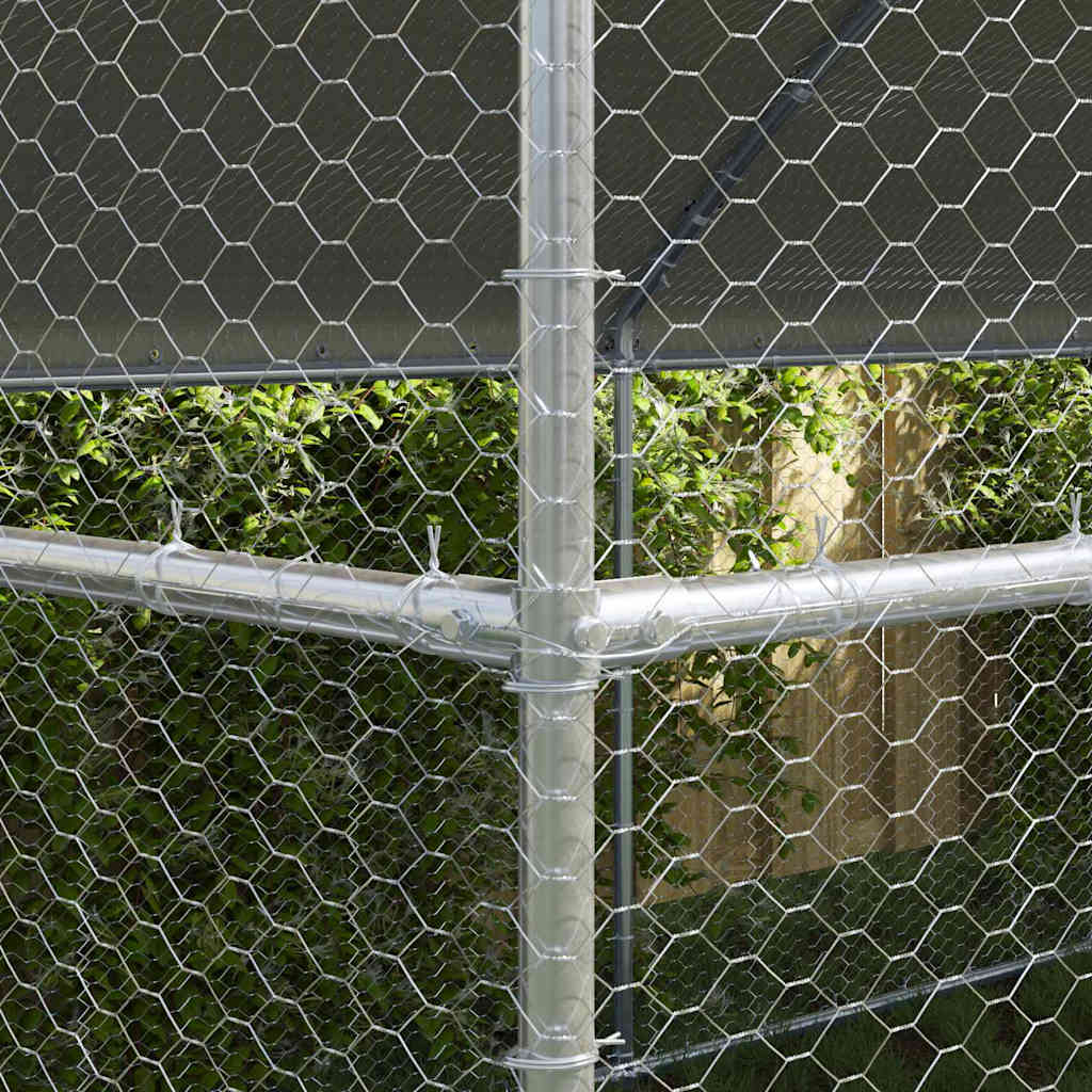 Cușcă pentru pui Argintiu 400 x 200 x 198.5 cm Oțel galvanizat GartenMobel Dekor