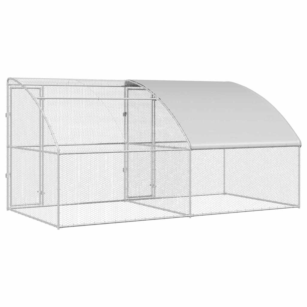 Cușcă pentru pui Argintiu 400 x 200 x 198.5 cm Oțel galvanizat GartenMobel Dekor