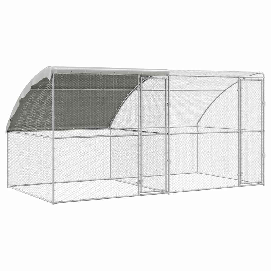 Cușcă pentru pui Argintiu 400 x 200 x 198.5 cm Oțel galvanizat GartenMobel Dekor