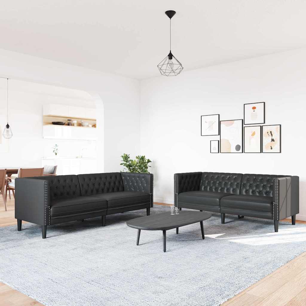 Set de canapea 2 pcs Negru 194 x 74.5 x 70.5 cm GartenMobel Dekor