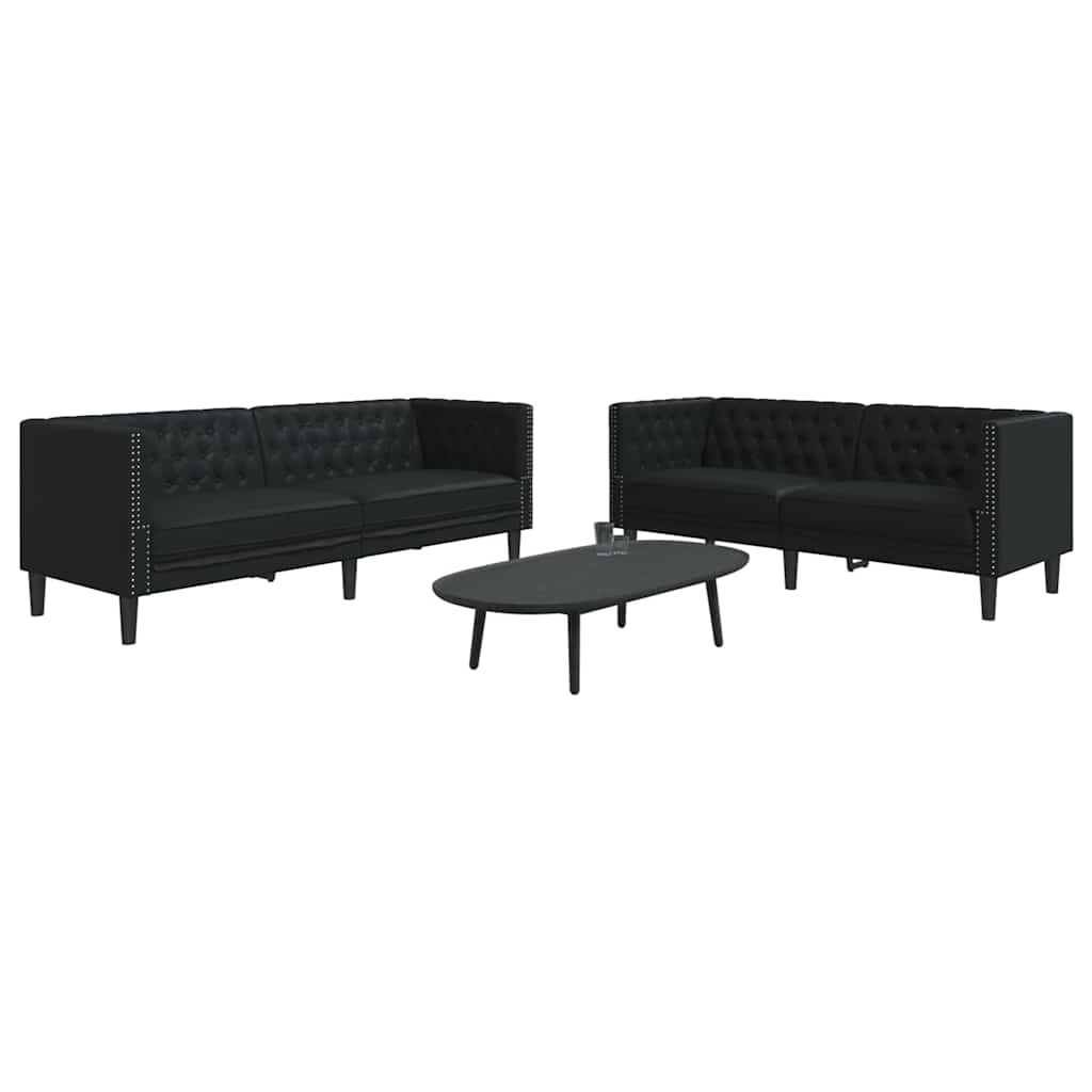 Set de canapea 2 pcs Negru 194 x 74.5 x 70.5 cm GartenMobel Dekor