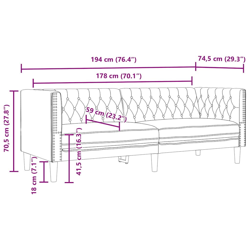 Set de canapea 3 pcs Negru 194 x 74.5 x 70.5 cm GartenMobel Dekor