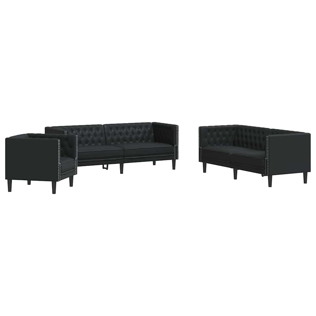 Set de canapea 3 pcs Negru 194 x 74.5 x 70.5 cm GartenMobel Dekor
