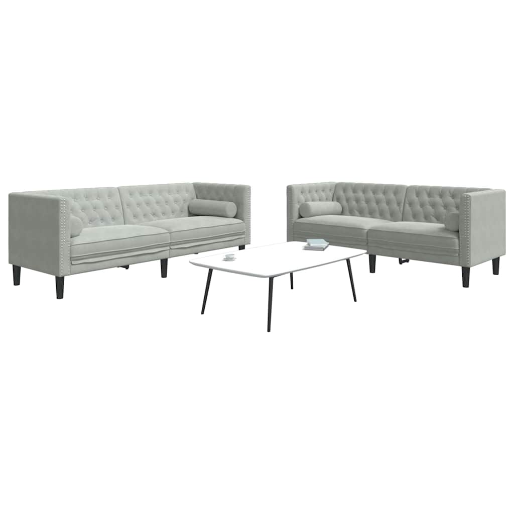 Set de canapea 2 pcs Gri deschis Catifea GartenMobel Dekor