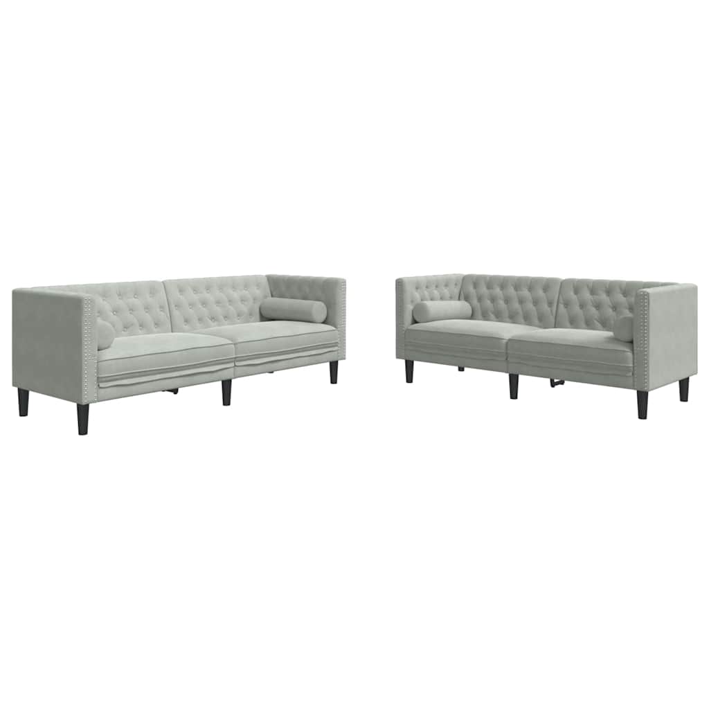 Set de canapea 2 pcs Gri deschis Catifea GartenMobel Dekor