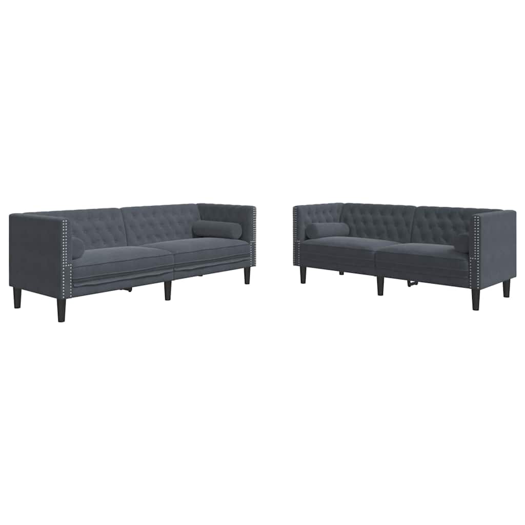 Set de canapea 2 pcs Gri închis Catifea GartenMobel Dekor