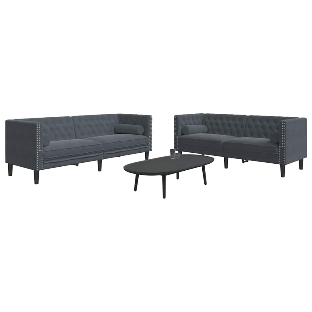 Set de canapea 2 pcs Gri închis Catifea GartenMobel Dekor