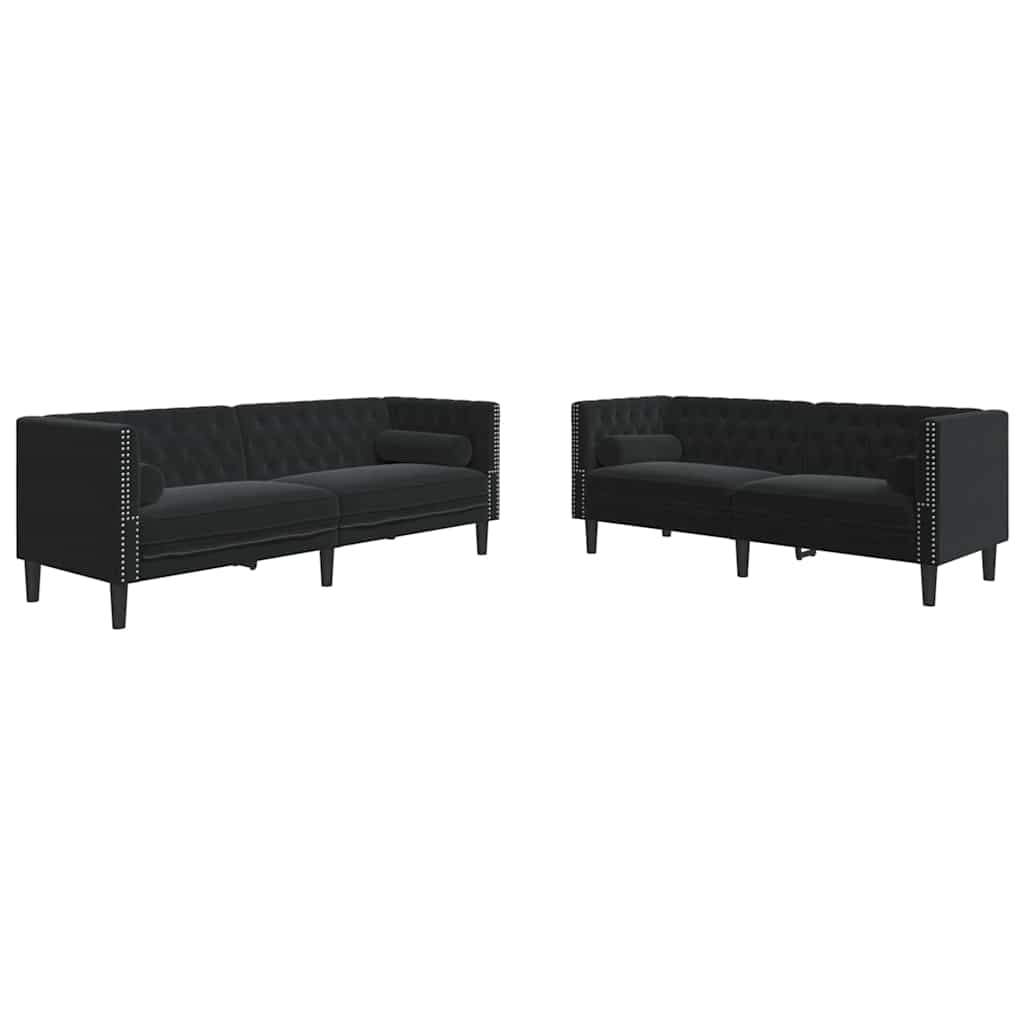 Set de canapea 2 pcs Negru Catifea GartenMobel Dekor