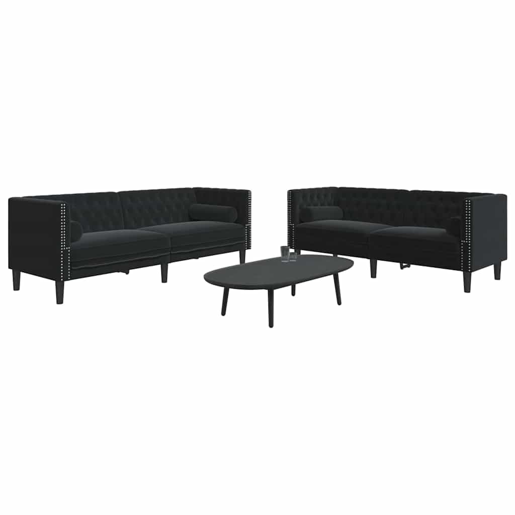 Set de canapea 2 pcs Negru Catifea GartenMobel Dekor