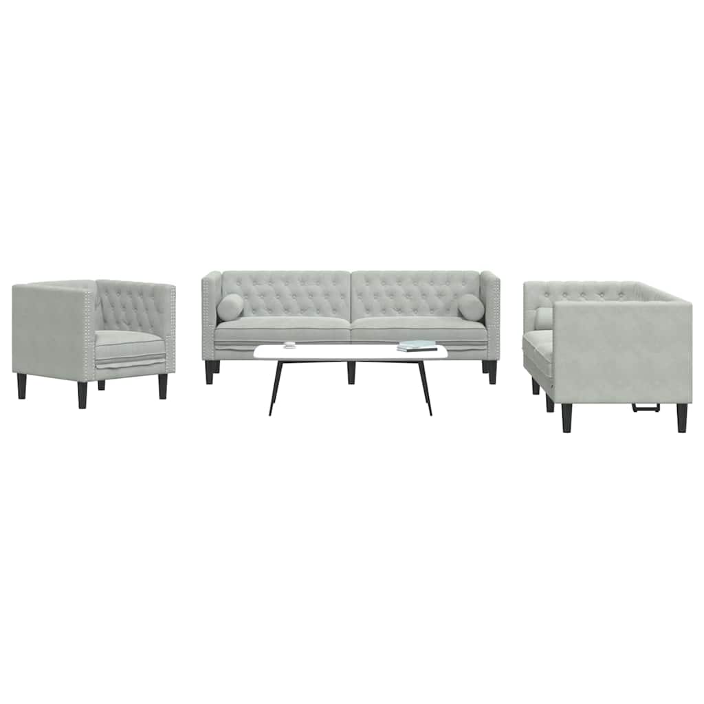 Set de canapea 3 pcs Gri deschis Catifea GartenMobel Dekor