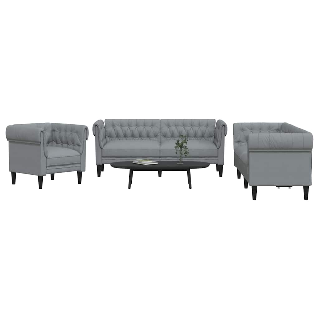 Set de canapea 3 pcs Gri deschis țesătură GartenMobel Dekor