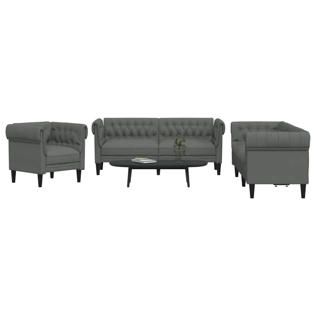Set de canapea 3 pcs Gri închis țesătură GartenMobel Dekor