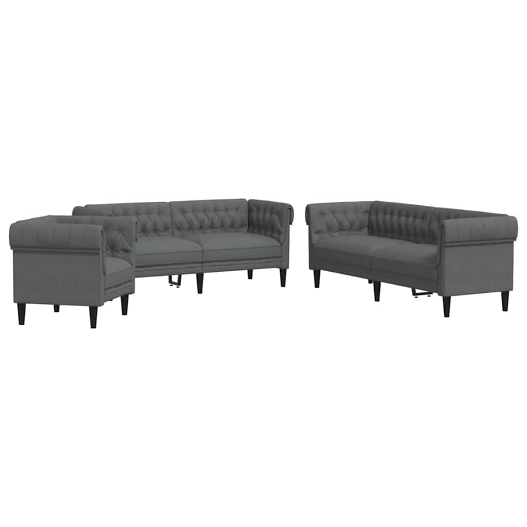 Set de canapea 3 pcs Gri închis țesătură GartenMobel Dekor