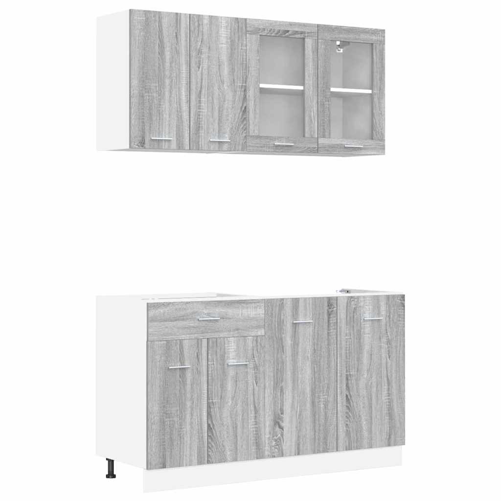 Set dulapuri de bucătărie 4 pcs sonoma gri 140 x 46 x 81.5 cm GartenMobel Dekor