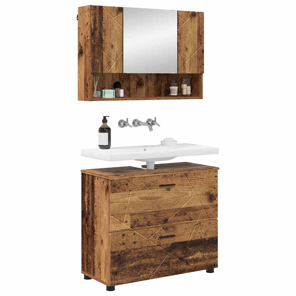 Set de mobilier pentru baie 2 pcs Lemn vechi 76.5 x 35 x 64 cm GartenMobel Dekor